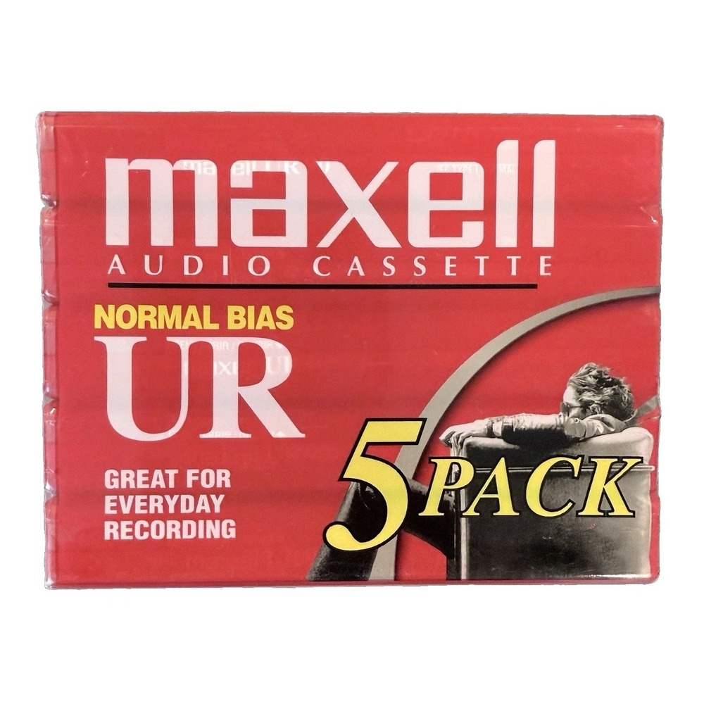 Maxell UR 90 Audio Cassette Tapes 5 Pack Normal Bias Type I Blank Sealed New